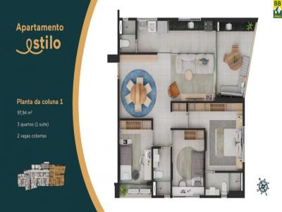 Apartamento para Venda, em Natal, bairro Lagoa Nova, 3 dormitrios, 3 banheiros, 1 sute, 2 vagas